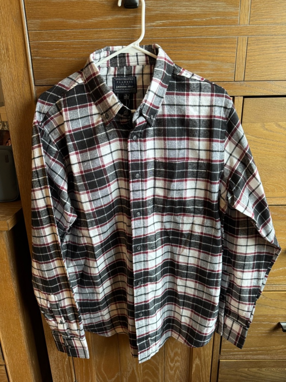 Flannel Black, White & Burgundy Plaid Button-Down Shirt